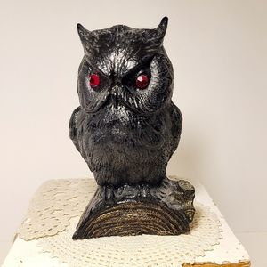 Vintage Handcrafted Coal Owl Black Owl With Red Eyes